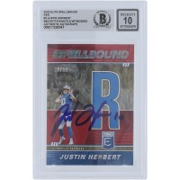 Justin Herbert Los Angeles Chargers Autographed 2022 Panini Donruss Elite Spellbound R Red #SB-JH3 #/99 Beckett Fanatics Witnessed Authenticated 10 Card