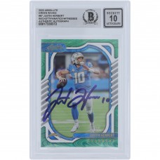 Justin Herbert Los Angeles Chargers Autographed 2022 Panini Absolute Green Waves #87 #/50 Beckett Fanatics Witnessed Authenticated 10 Card