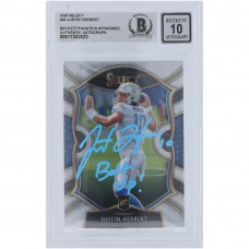 Justin Herbert Los Angeles Chargers Autographed 2020 Panini Select Light Blue Ink #44 Beckett Fanatics Witnessed Authenticated 10 Rookie Card with Bolt Up! Inscription