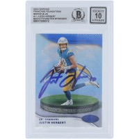 Justin Herbert Los Angeles Chargers Autographed 2023 Panini Certified Franchise Foundations Mirror Blue #FF-11 #/75 Beckett Fanatics Witnessed Authenticated 10 Card