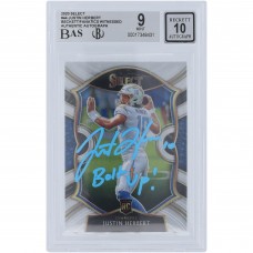 Justin Herbert Los Angeles Chargers Autographed 2020 Panini Select Light Blue Ink #44 Beckett Fanatics Witnessed Authenticated 9/10 Rookie Card with Bolt Up! Inscription Justin Herbert Los Angeles Chargers Autographed 2020 Panini Select Light Blue Ink #44 Beckett Fanatics Witnessed Authenticated 9/10 Rookie Card with Bolt Up! Inscription