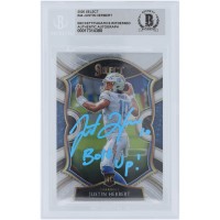 Justin Herbert Los Angeles Chargers Autographed 2020 Panini Select Light Blue Ink #44 Beckett Fanatics Witnessed Authenticated Rookie Card with Bolt Up! Inscription
