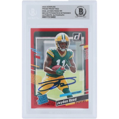 Jayden Reed Green Bay Packers Autographed 2023 Panini Donruss Press Proof Red #334 Beckett Fanatics Witnessed Authenticated Rookie Card