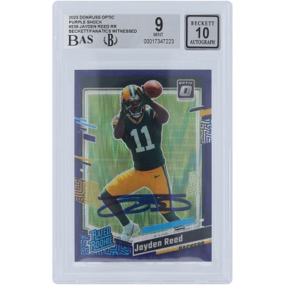 Jayden Reed Green Bay Packers Autographed 2023 Panini Donruss Optic Purple Shock Rated Rookie #239 Beckett Fanatics Witnessed Authenticated 9/10 Rookie Card