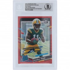 Jayden Reed Green Bay Packers Autographed 2023 Panini Donruss Optic Preview Red Wave #334 Beckett Fanatics Witnessed Authenticated Rookie Card
