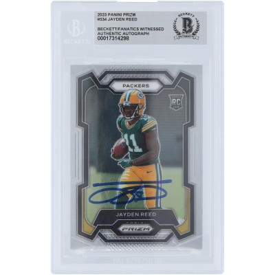 Jayden Reed Green Bay Packers Autographed 2023 Panini Prizm #334 Beckett Fanatics Witnessed Authenticated Rookie Card