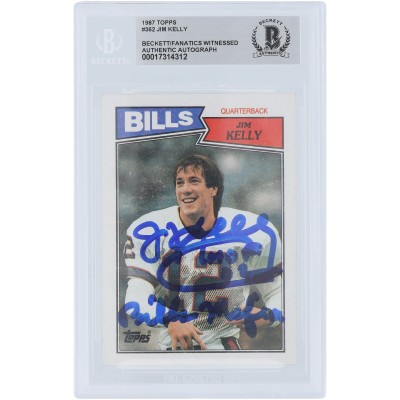 Jim Kelly Buffalo Bills Autographed 1987 Topps #362 Beckett Fanatics Witnessed Authenticated Rookie Card with HOF 02 & Bills Mafia Inscriptions