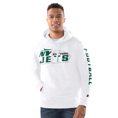 New York Jets Starter White Vintage Pullover Hoodie