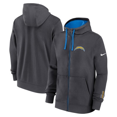 Los Angeles Chargers Nike Anthracite Primetime Club Full-Zip Hoodie