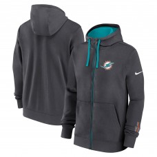 Miami Dolphins Nike Anthracite Primetime Club Full-Zip Hoodie