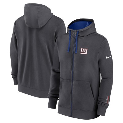 New York Giants Nike Anthracite Primetime Club Full-Zip Hoodie