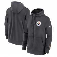 Pittsburgh Steelers Nike Anthracite Primetime Club Full-Zip Hoodie