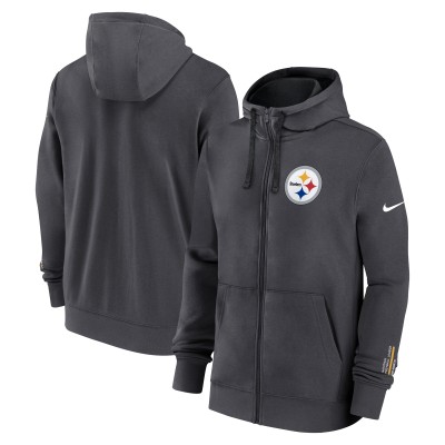 Pittsburgh Steelers Nike Anthracite Primetime Club Full-Zip Hoodie