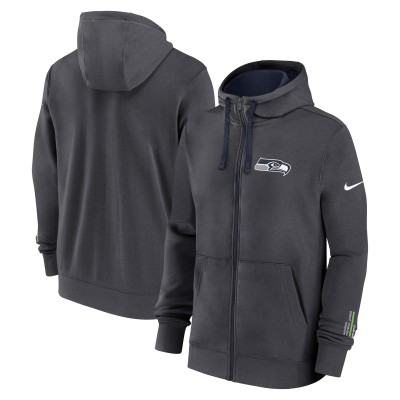 Seattle Seahawks Nike Anthracite Primetime Club Full-Zip Hoodie
