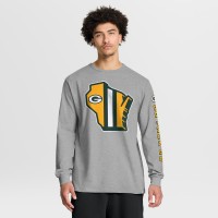 Футболка с длинным рукавом Green Bay Packers Fanatics Heather Gray Hometown Sweep Legacy