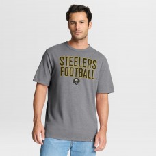 Футболка Pittsburgh Steelers Fanatics Heather Gray First Down Tribute Tri-Blend
