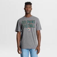 Miami Dolphins Fanatics Heather Gray First Down Tribute Tri-Blend T-Shirt