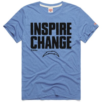 Unisex Los Angeles Chargers Homage Light Blue 2024 Inspire Change Tri-Blend T-Shirt