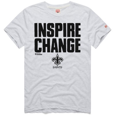 Футболка Unisex New Orleans Saints Homage Ash 2024 Inspire Change Tri-Blend