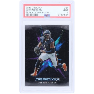 Justin Fields Chicago Bears 2023 Panini Obsidian Color Blast #24 PSA Authenticated 9 Card
