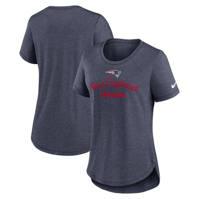 Женская New England Patriots Nike Navy Script Tri-Blend T-Shirt
