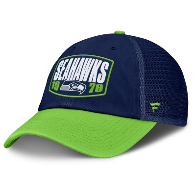 Бейсболка Seattle Seahawks Fanatics College Navy/Neon Green Franchise Trucker