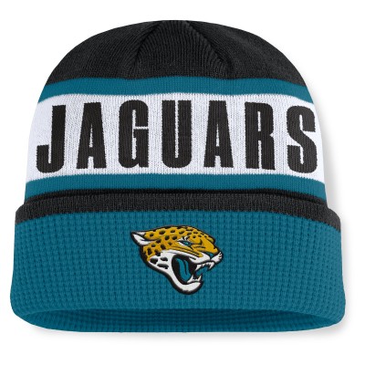 Jacksonville Jaguars Fanatics Black/Teal Oskie Cuffed Knit Hat