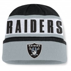 Las Vegas Raiders Fanatics Black/Gray Oskie Cuffed Knit Hat Las Vegas Raiders Fanatics Black/Gray Oskie Cuffed Knit Hat