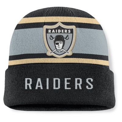 Las Vegas Raiders Fanatics Black/Silver Heritage O-Line Cuffed Knit Hat
