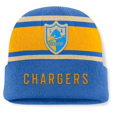 Los Angeles Chargers Fanatics Powder Blue/Gold Heritage O-Line Cuffed Knit Hat