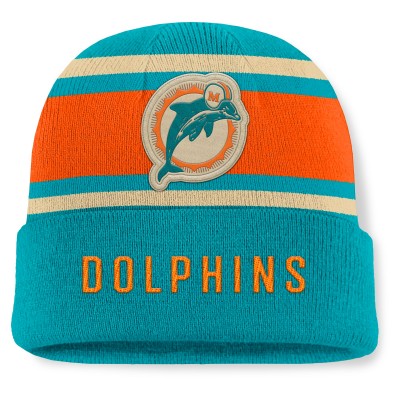 Miami Dolphins Fanatics Aqua/Orange Heritage O-Line Cuffed Knit Hat