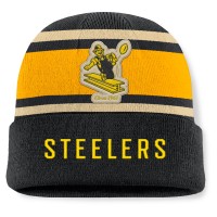 Pittsburgh Steelers Fanatics Black/Gold Heritage O-Line Cuffed Knit Hat