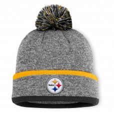 Шапка с помпоном Pittsburgh Steelers Fanatics Heather Gray Motion