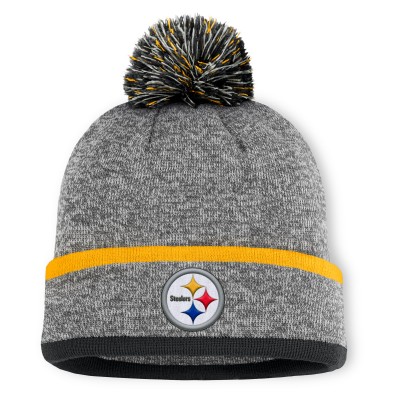 Шапка с помпоном Pittsburgh Steelers Fanatics Heather Gray Motion