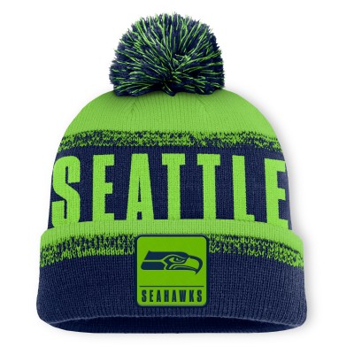 Шапка с помпоном Seattle Seahawks Fanatics College Navy/Neon Green Play Action