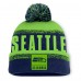 Шапка с помпоном Seattle Seahawks Fanatics College Navy/Neon Green Play Action
