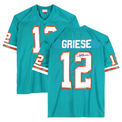 Игровая джерси Bob Griese Miami Dolphins Autographed Fanatics Authentic Mitchell and Ness 1973 Aqua Authentic