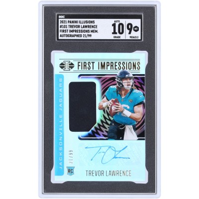 Trevor Lawrence Jacksonville Jaguars Autographed 2021 Panini Illusions First Impressions Relic Autograph #101 #21/99 SGC Authenticated 9/10 Rookie Card