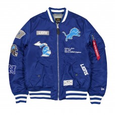 Бомбер Detroit Lions New Era x Alpha Industries Blue MA-1