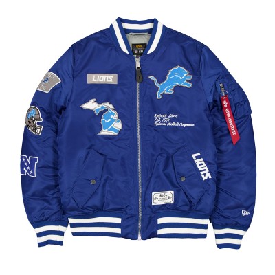 Бомбер Detroit Lions New Era x Alpha Industries Blue MA-1