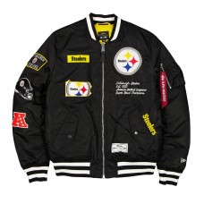 Pittsburgh Steelers New Era x Alpha Industries Black MA-1 Full-Zip Bomber Jacket