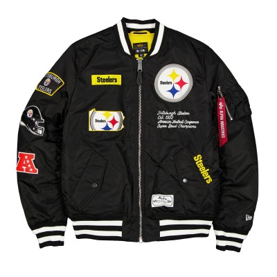 Pittsburgh Steelers New Era x Alpha Industries Black MA-1 Full-Zip Bomber Jacket