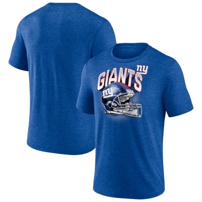 New York Giants Royal Helmet Tri-Blend T-Shirt
