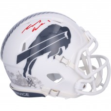 James Cook Buffalo Bills Autographed Fanatics Authentic Riddell 2024 Salute to Service Speed Mini Helmet