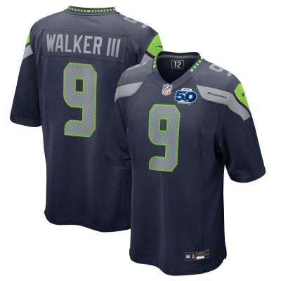 Seattle Seahawks Kenneth Walker III Nike College Navy 50th Season Game Jersey