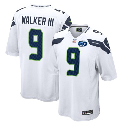 Seattle Seahawks Kenneth Walker III Nike White 50th Season Game Jersey