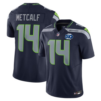 Джерси Seattle Seahawks DK Metcalf Nike College Navy 50th Season Vapor F.U.S.E. Limited