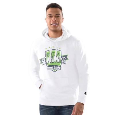 Seattle Seahawks Starter White Vintage Pullover Hoodie