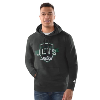 New York Jets Starter Charcoal Vintage Pullover Hoodie
