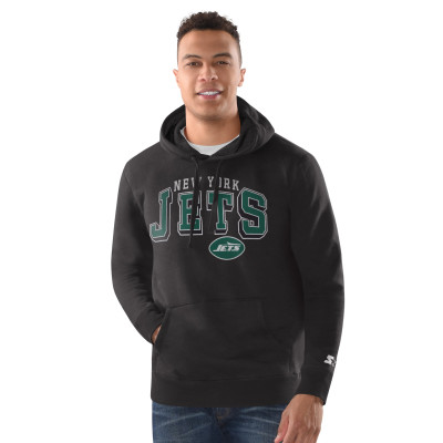 New York Jets Starter Charcoal Vintage Pullover Hoodie